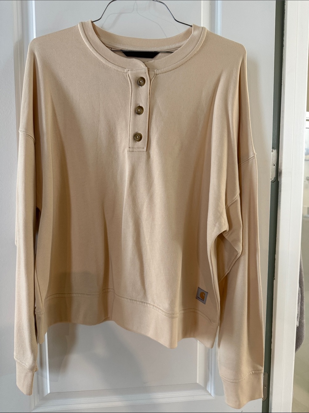 Carhartt Tan Henley Sweatshirt with Button Placket